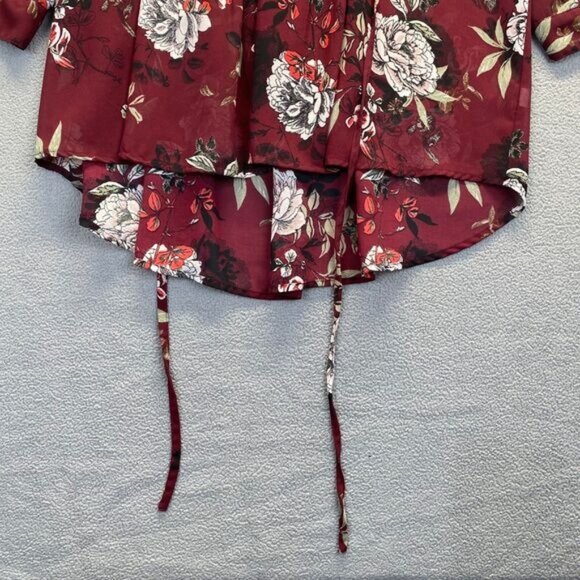American Rag Tunic Blouse Top Womens Large  Red/Brown Floral Pattern 3/4 Sleeve - Picture 8 of 12